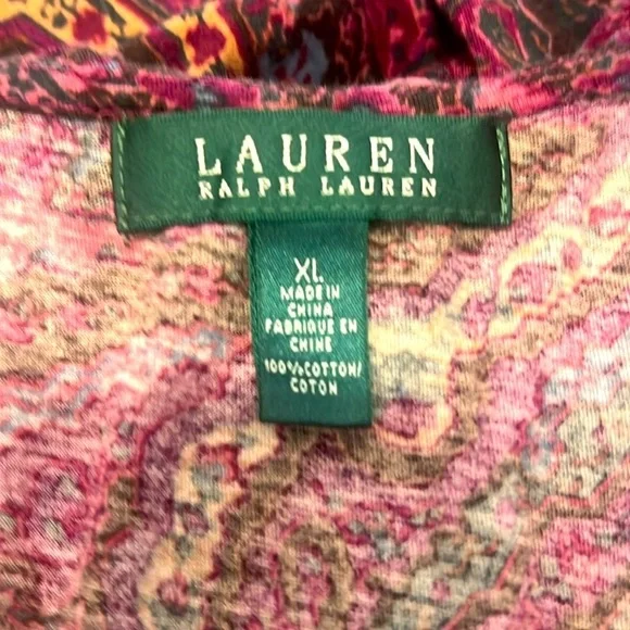 RALPH LAUREN Paisley Ruffle V-Neck Top - Purple - Picture 2 of 7